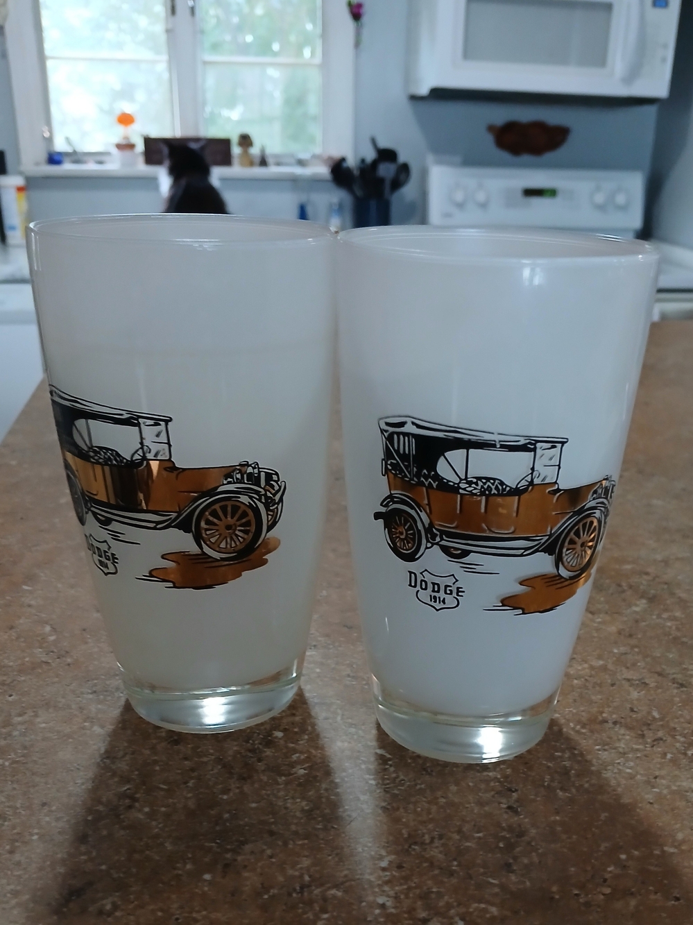 1914 Vintage Car Glassware - Set of 2